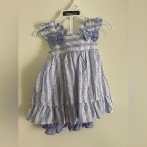 Charming Blue Striped Kids Casual Dress